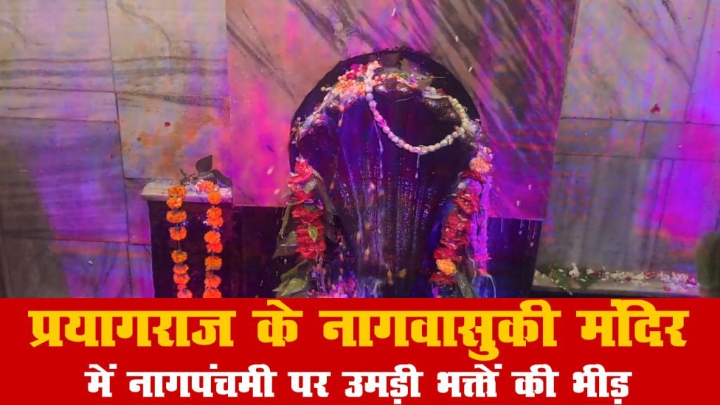 प्रयागराज के नागवासुकी मंदिर में नागपंचमी पर उमड़ी भक्तों की भीड़